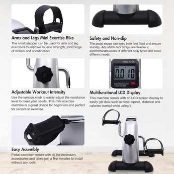 Mini Pedal Exercise Bike Portable Fitness Cycling Exerciser Under Desk Bicycle Trainer LCD Display Bodybuilding Stationary Foot 4