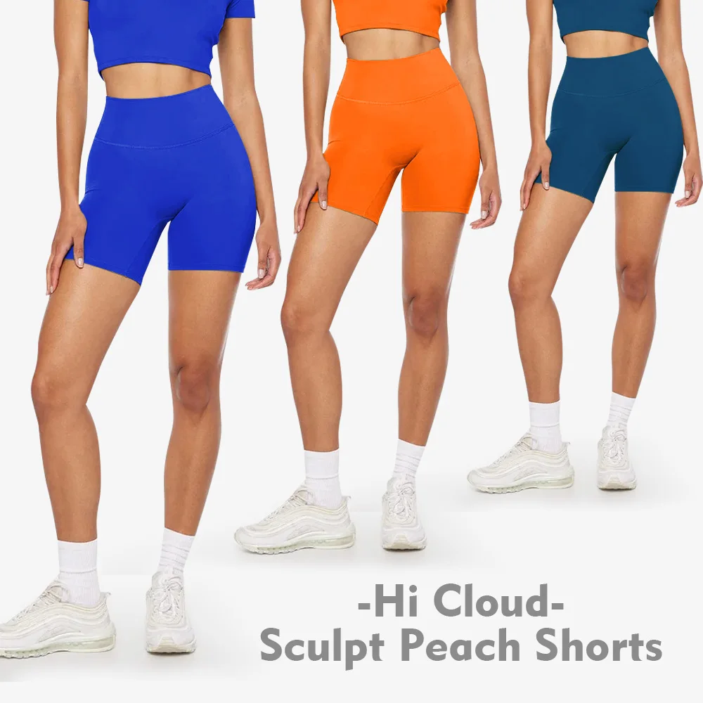 Shinbene 6 "Hi Cloud Sculpt Peach Hidden Butt Scrunch Workout Gym Shorts Plain Pantaloncini Fitness Yoga A Vita Alta