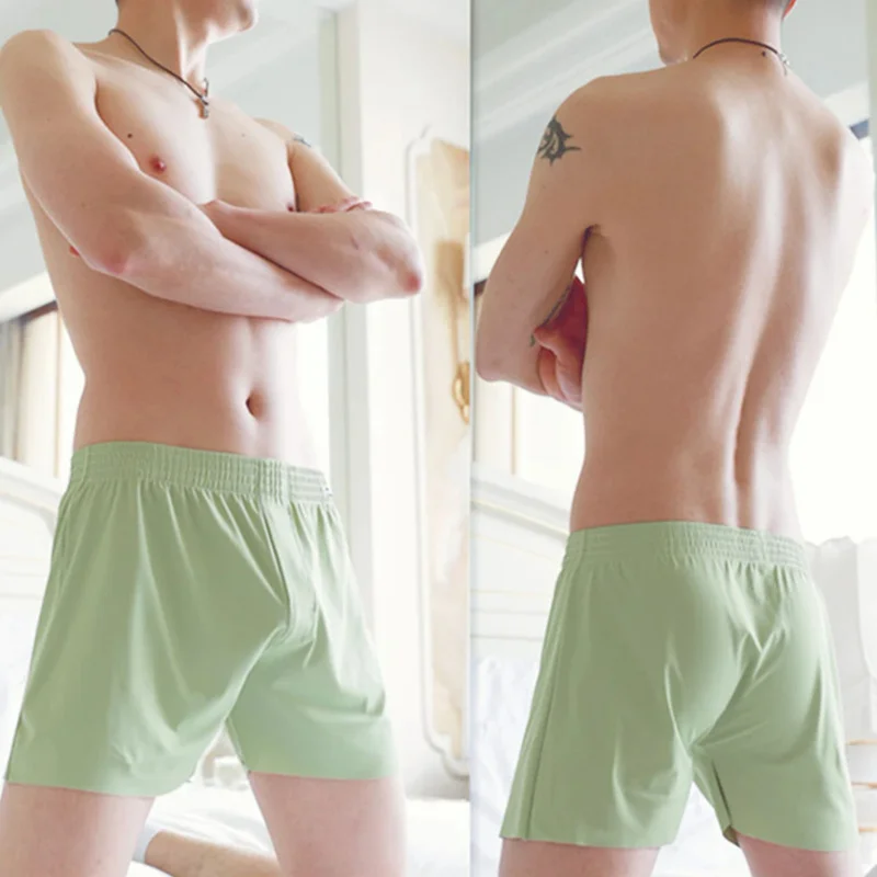 Sexy Men Cotton Boxer Briefs Causal Sleepwear Shorts Pajamas Boxer Trunks  Fly Pouch Underwear Comfortable Panties Homewear