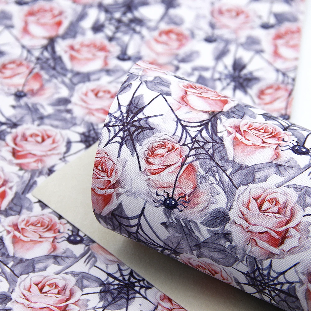 Vinyl Fabric Vinyl Sewing Fabric Halloween Horror Ghost Black Series Faux Synthetic Leather Sheets DIY For Hair Bow Handbag Gift Home Decoration Crafts Vinyl