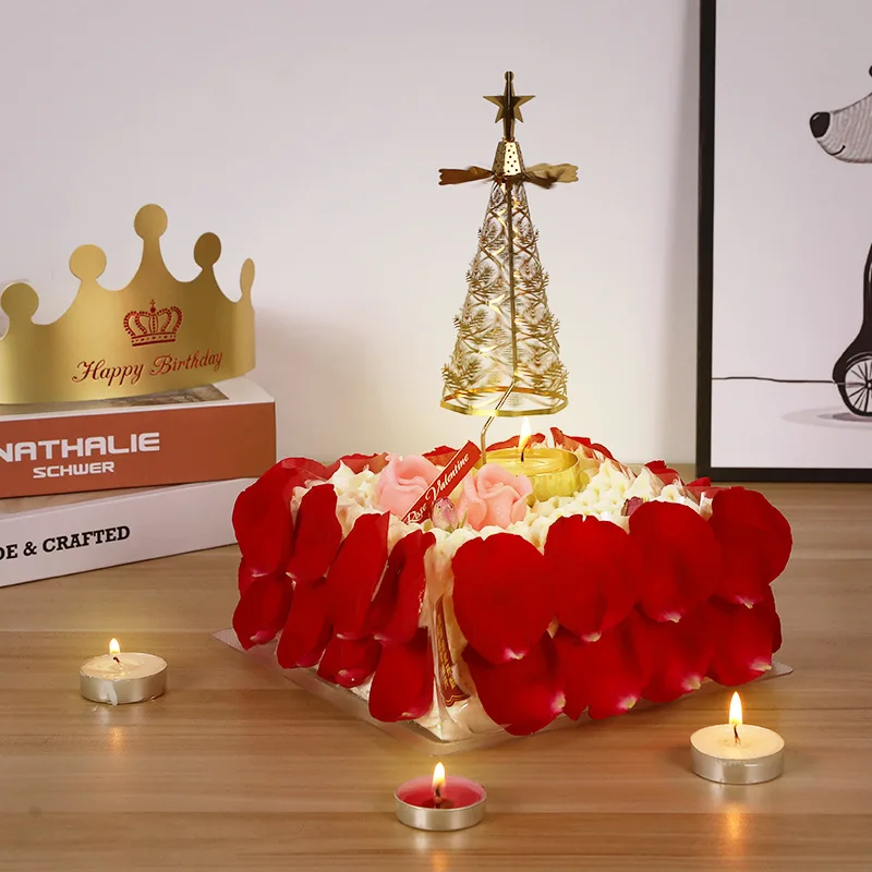 

Gold Conical Rotating Tea Lamp Candle Holder, Scented Candlestick, Romantic Room, Home Decor, Wedding Party Gifts