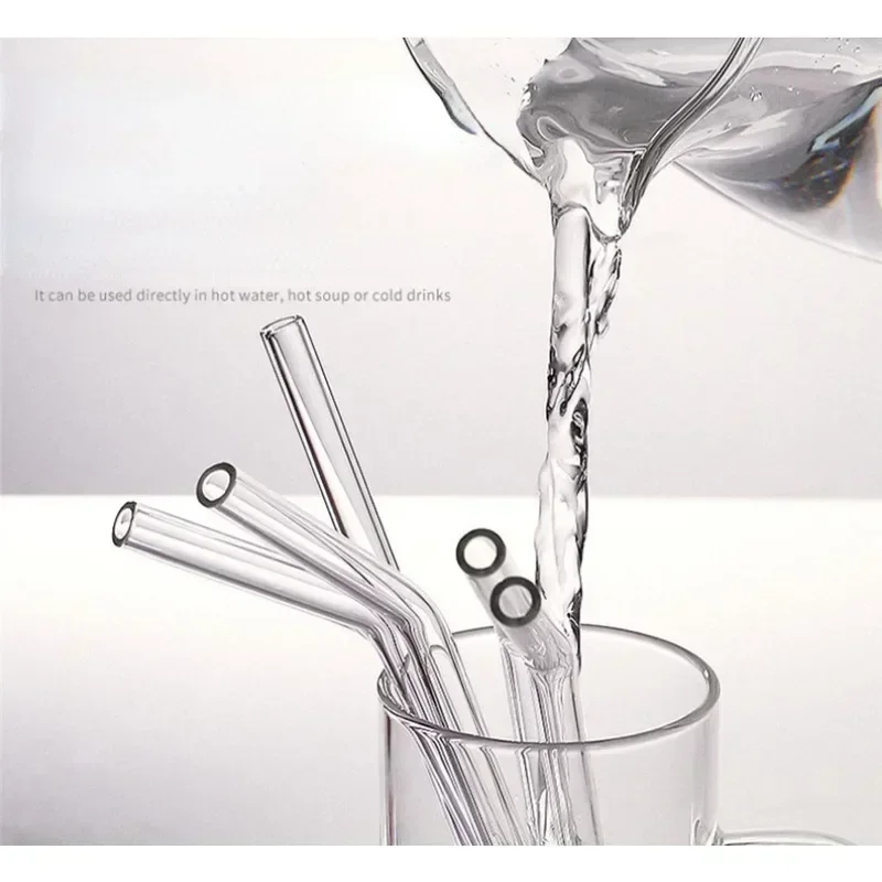 Glass Straw Set Drinking Straws 1Pc 200*8mm Clear Glass Straws for Smoothies Cocktails Healthy Reusable Eco Friendly Drinkware Accessory