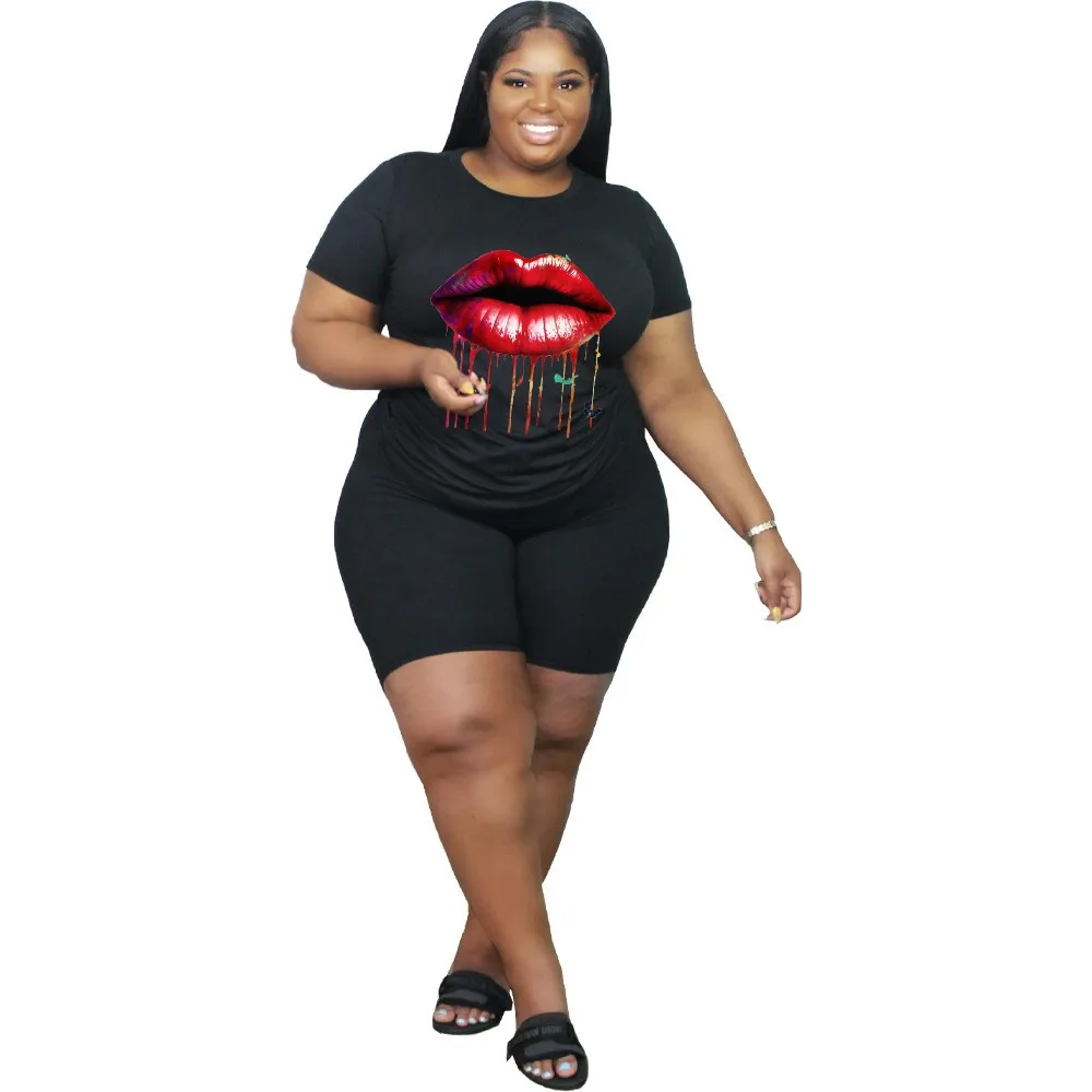 WSFEC XL-5XL Summer 2023 New Fashion Plus Size Matching Sets Women