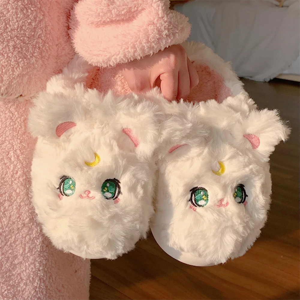 

Funny Cute Cat Cotton Slippers Women's 2022 Winter New Home Non Slip Warm Plush Soft Sole Shoes Animal Slipper Household Shoes