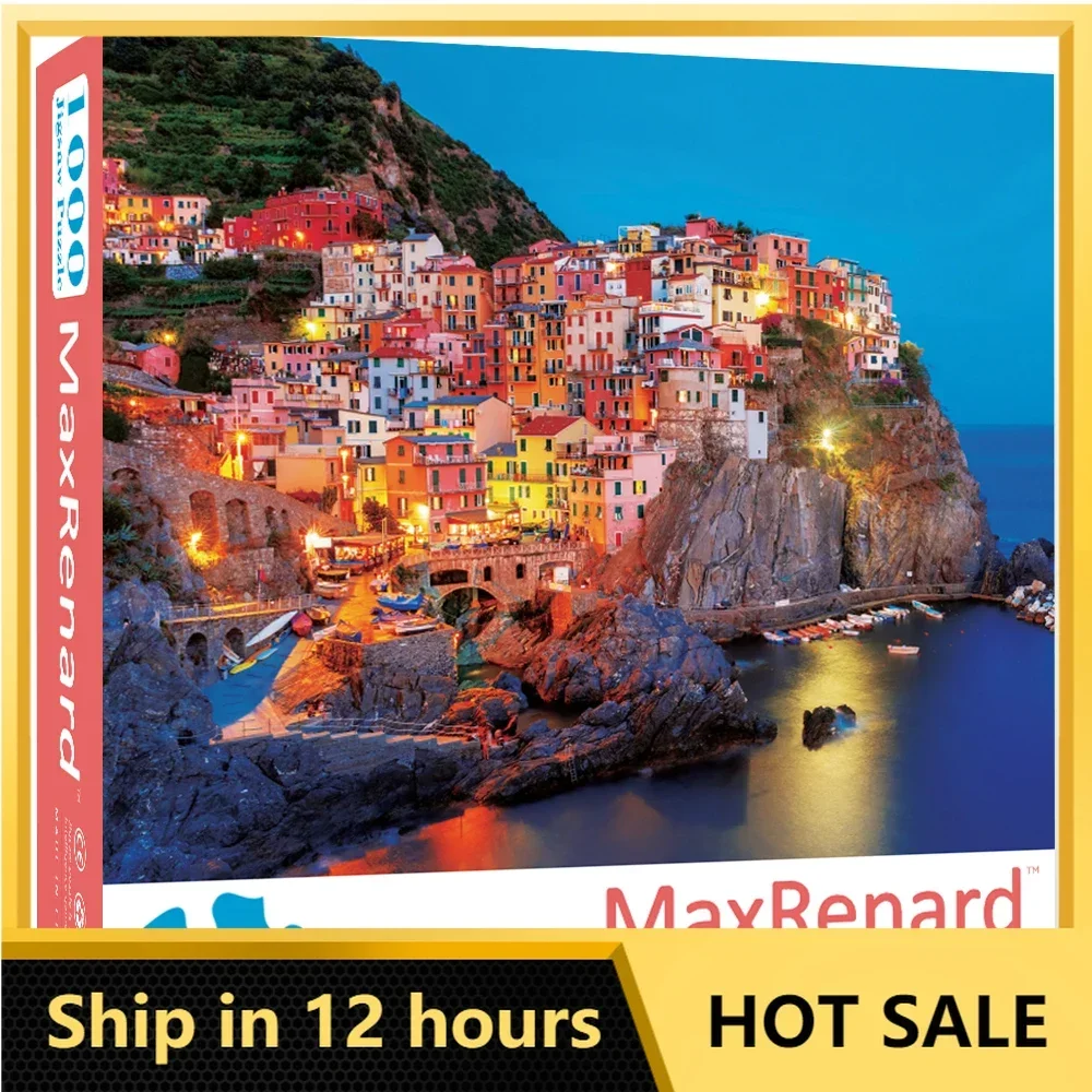 MaxRenard Jigsaw Puzzle 1000 Pieces for Adults Cinque Terra Night View of Manarola Toy Home Wall Decoration Family Game Gift double wall inflatable ice bath tub cold plunge pool for adults