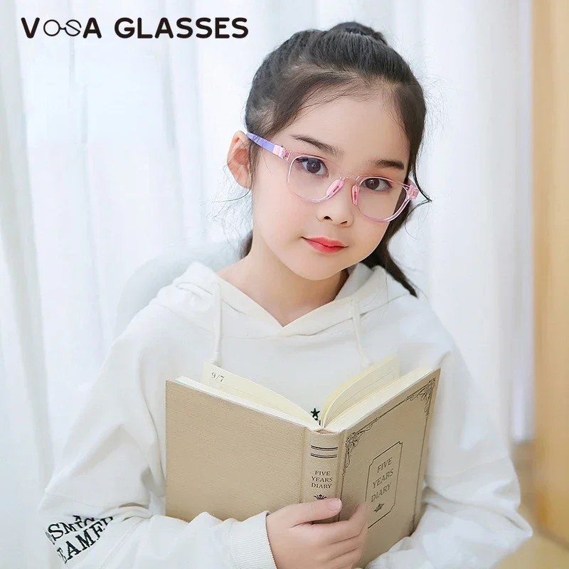 Anti Blue Light Kids Glasses Square Children Boy Girls Computer Transparent Blocking Reflective Eyeglasses Silicone Soft Frame