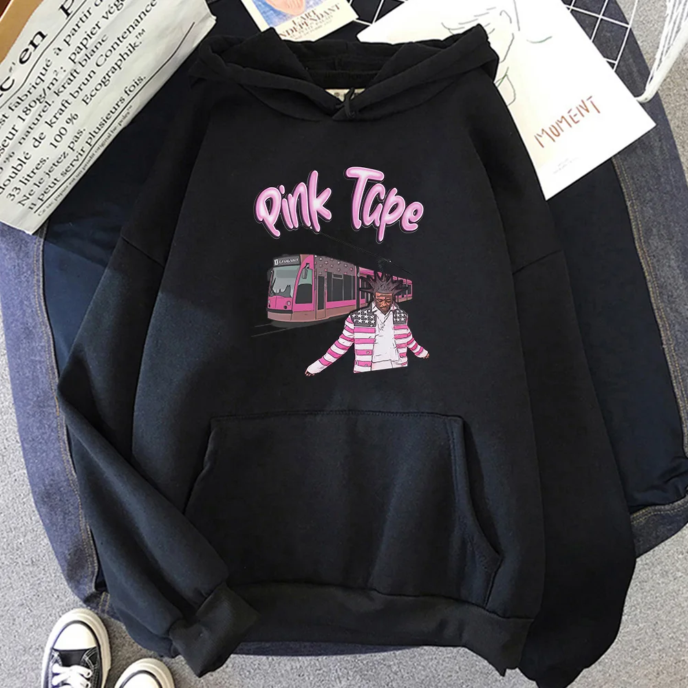 

Lill Uzii Vert Pink Tape Men Fashion Cute/kawaii Hoodies Train Patterns Tops Autumn Winter Plus Velvet Casual Loose Sweatshirts