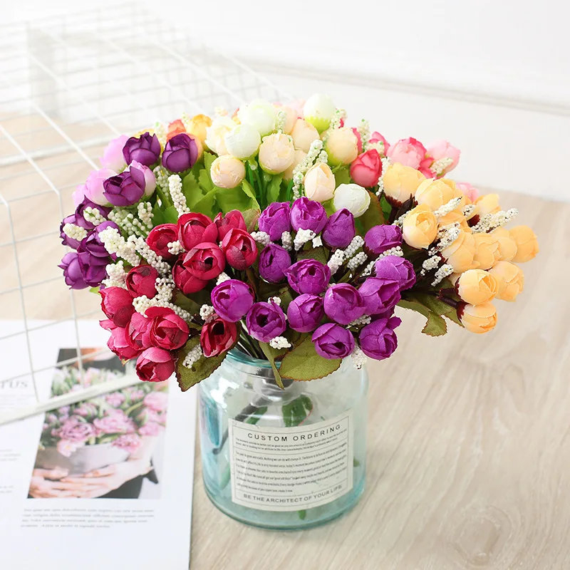 Elegant Small Bouquet of Artificial Silk Rose Flowers for Home, Party, and Wedding Decor