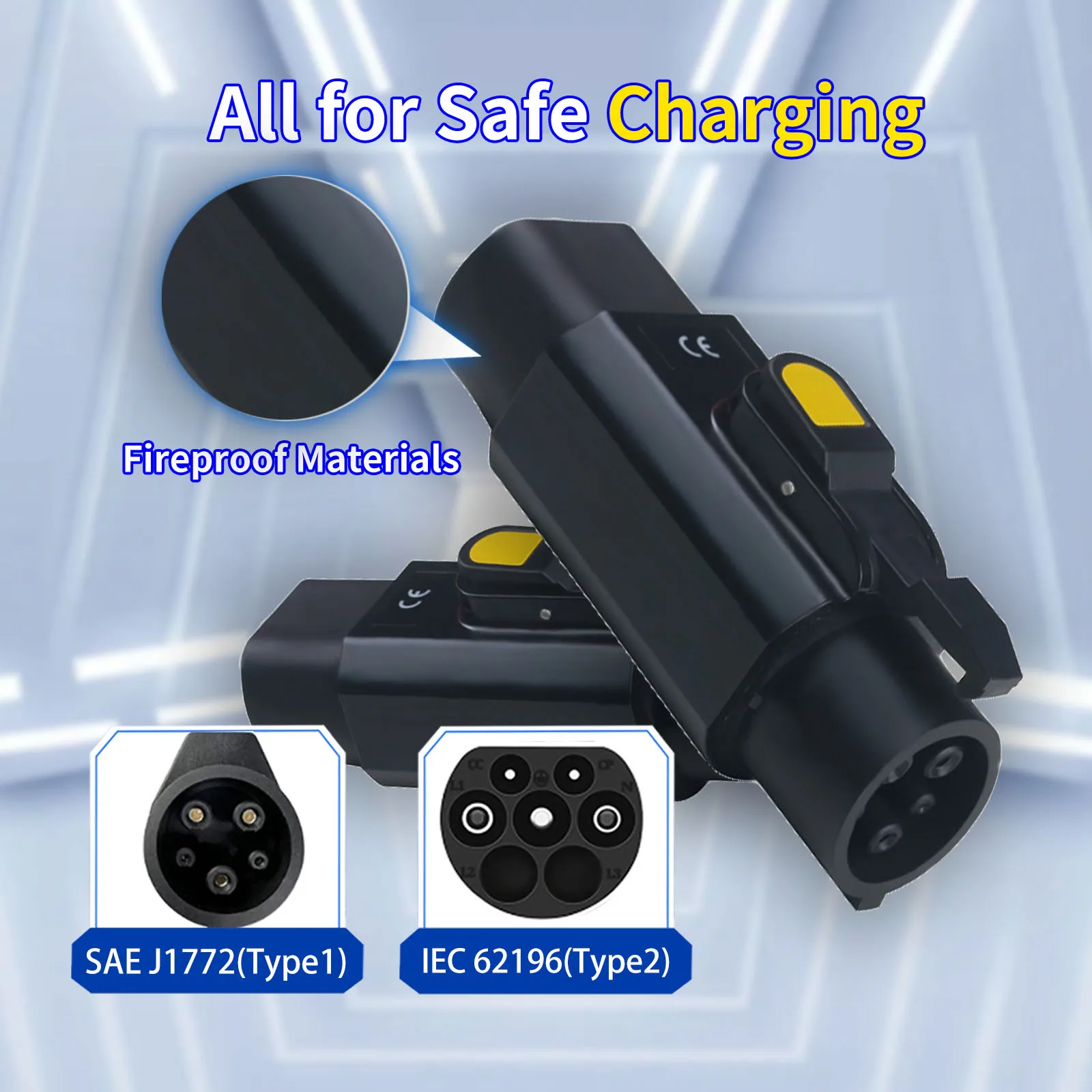 EV Charger Adapter IEC62196 Type 2 to SAE J1772 Type 1 250V 32A ev car charger