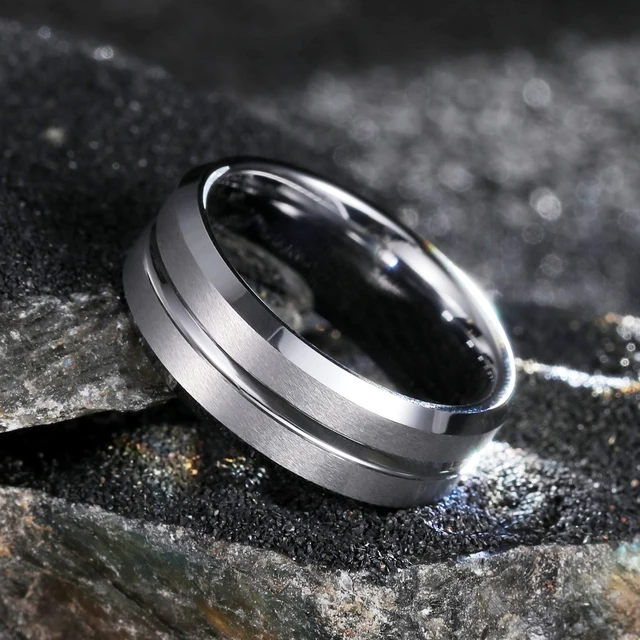 Bagues en acier titane couleur argent 8mm pour hommes et femmes, bagues en acier inoxydable brossé mat, bijoux cadeaux de mariage
