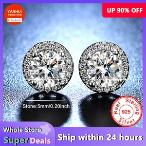 New Trending 100% Certified Silver 925 Jewelry Small Round Zircon Diamant Drop Earrings Women's Fashion Wedding Accessories Gift