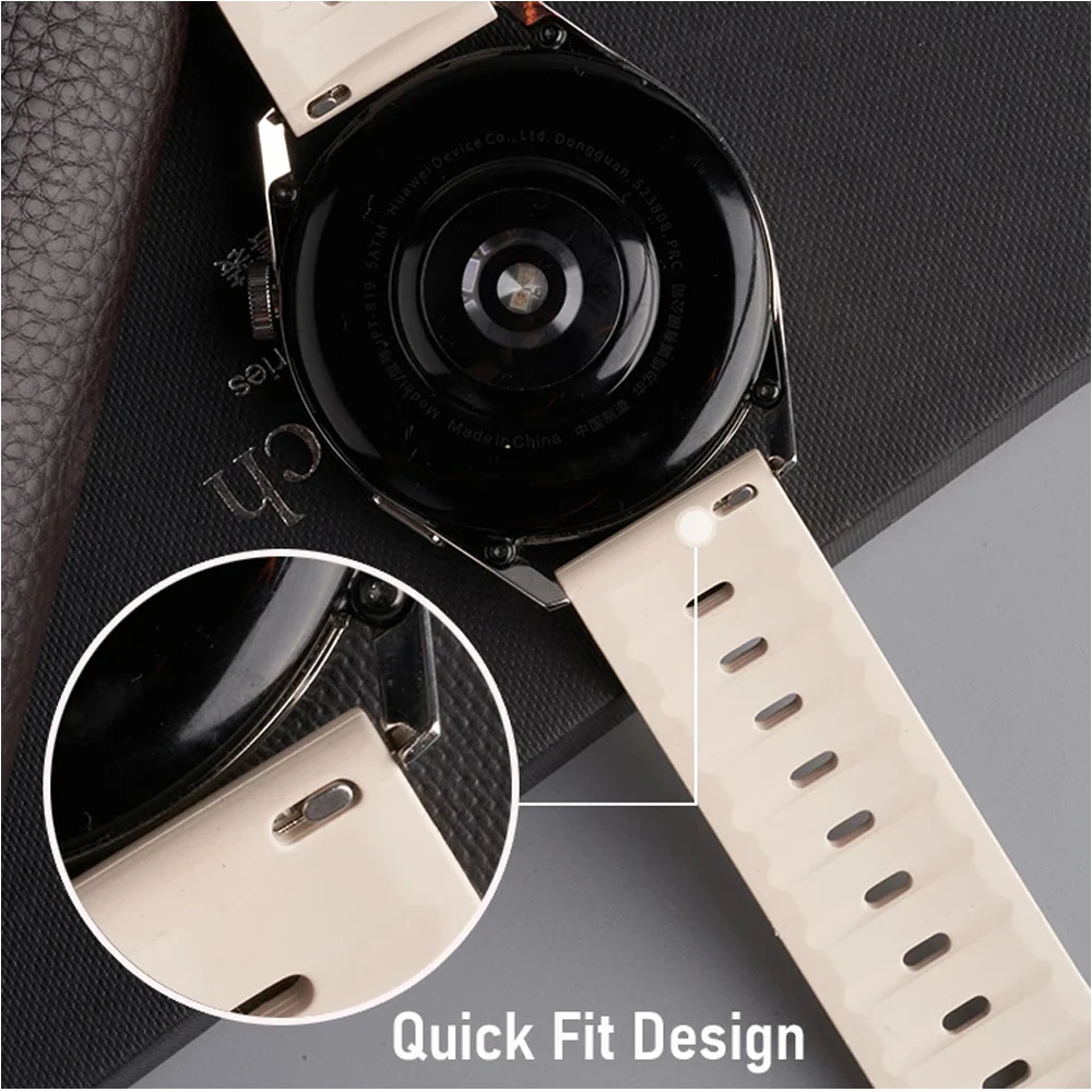 Breathable Soft Silicone Replacement Strap, 20-22mm, Enhanced Comfort and Style