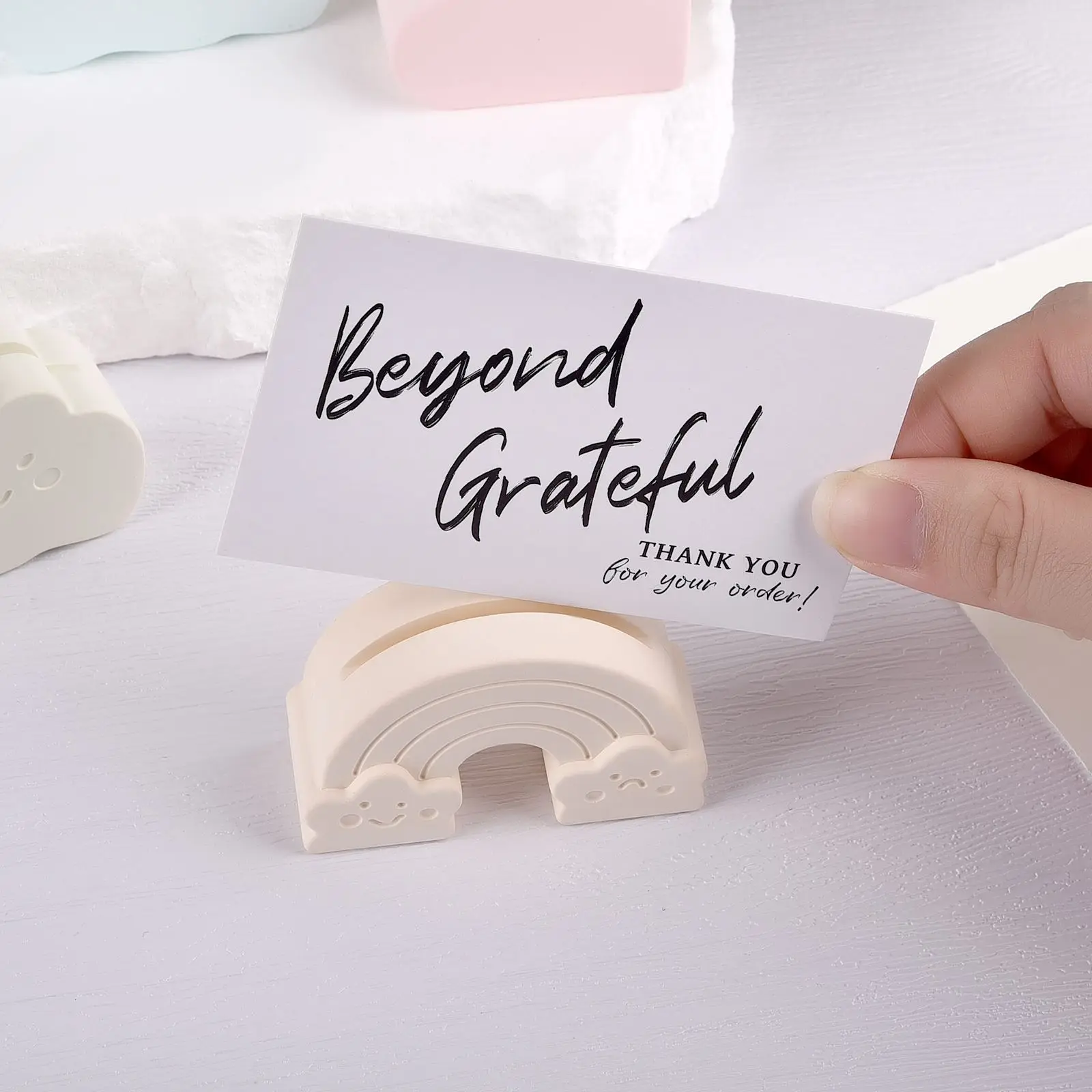 DIY Heart Cloud Shaped Message Note Clip Silicone Mold Handmade Cement Resin Office Business Card Holder Making Desktop Decor