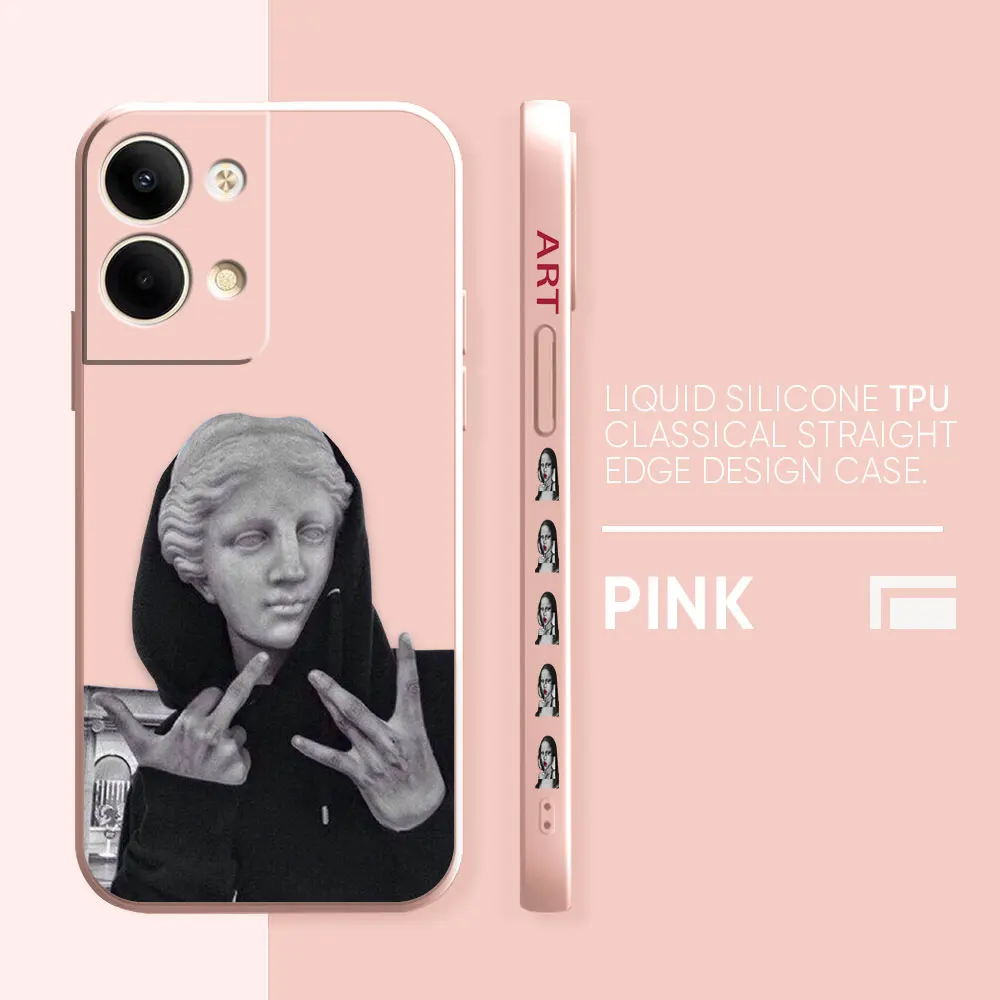 thumbnail image 1 of Case For OPPO RENO 8 7 9 6 7SE 5 4 4SE 4 3 4G 5G PRO PLUS Colour Simple Liquid Silicone Case Mona Lisa Art, 1 of 5