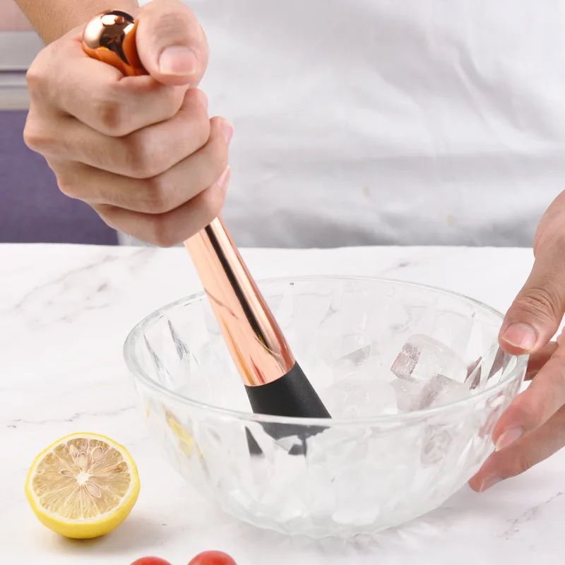 Rose Gold Black Sliver Muddler Sticks Spoon Srtainer Stainless Steel Ice Cocktail Stick Fruit Bar Tools Wine Tools