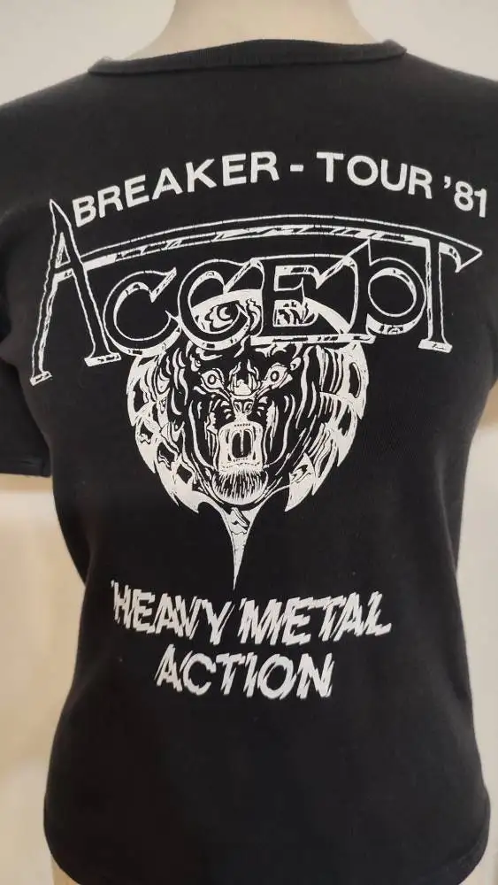 Maglietta Rock Vintage Anni '80 Accetta Breaker Tour Black S