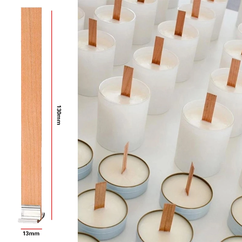 Wood Candle Wicks 30Pcs with Iron Stand Soy Parffin Beewax Wick