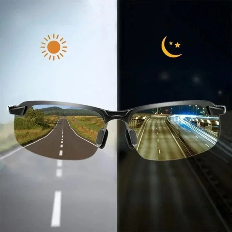 Men's Night Vision Anti-Glare Driving Glasses - Yellow Lens Sunglasses with PC Frame for Enhanced Nighttime Visibility