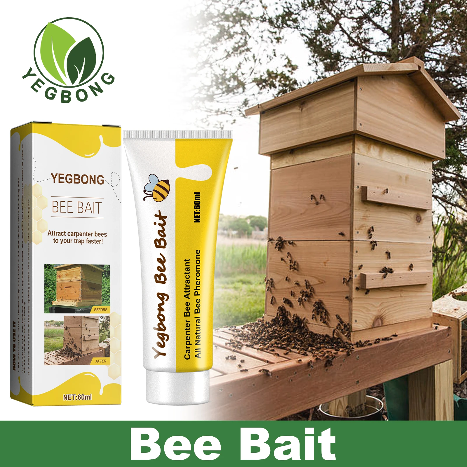Beekeeping Tools Beekeeping Accessories Bee Attractant Lure Bee Attractant Swarm Commander Premium Hive Beekeeping Catching Bee Lure Bait Honey Collection Cage Pollen Trap Attract Bait