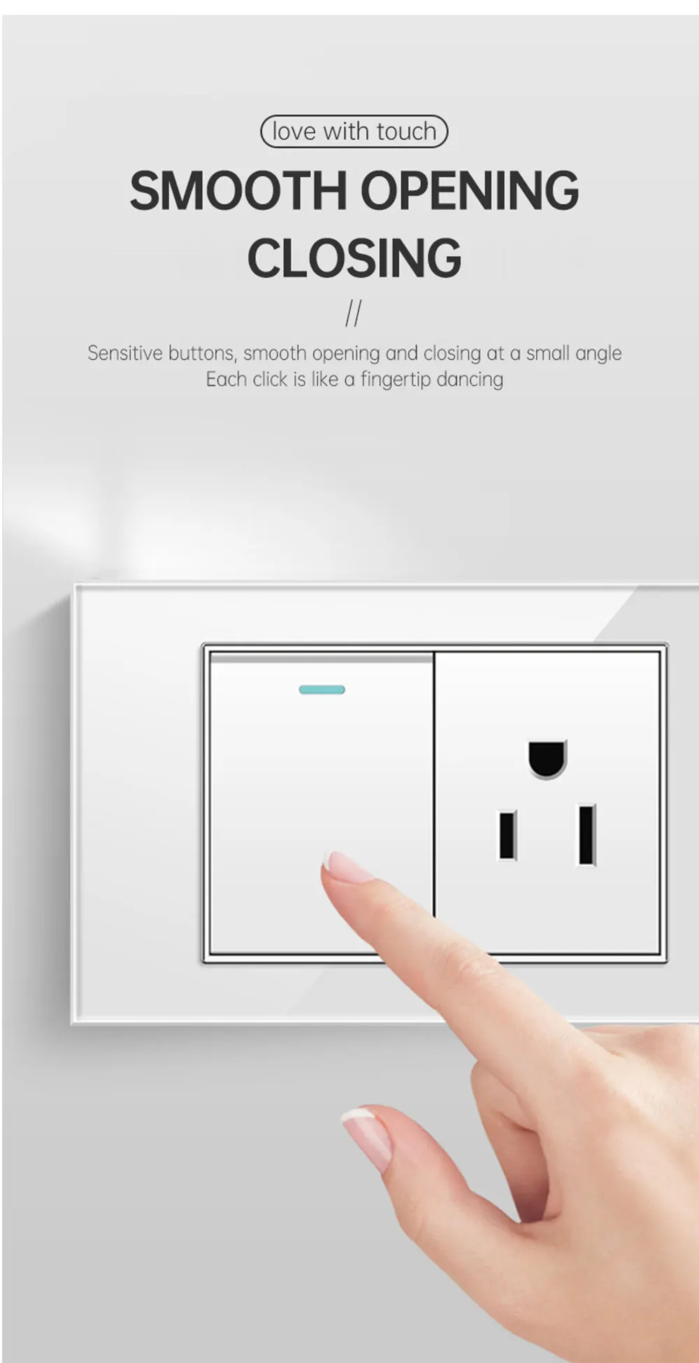 Description Picture 4 of itemEIOMR US BR Standard Wall Switch,3 Gang 1 / 2 Way,White Crystal Glass Panel,Size 118*75mm,10A Light Switch for Home Improvement