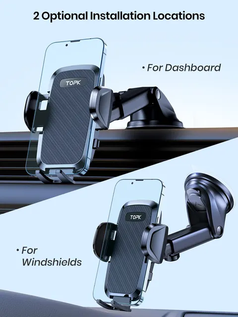 TOPK D36 Car Phone Holder Adjustable Car Phone Mount Cradle Super Stable  for Dashboard/Windscreen/Air Vent for Mobile Phones - AliExpress