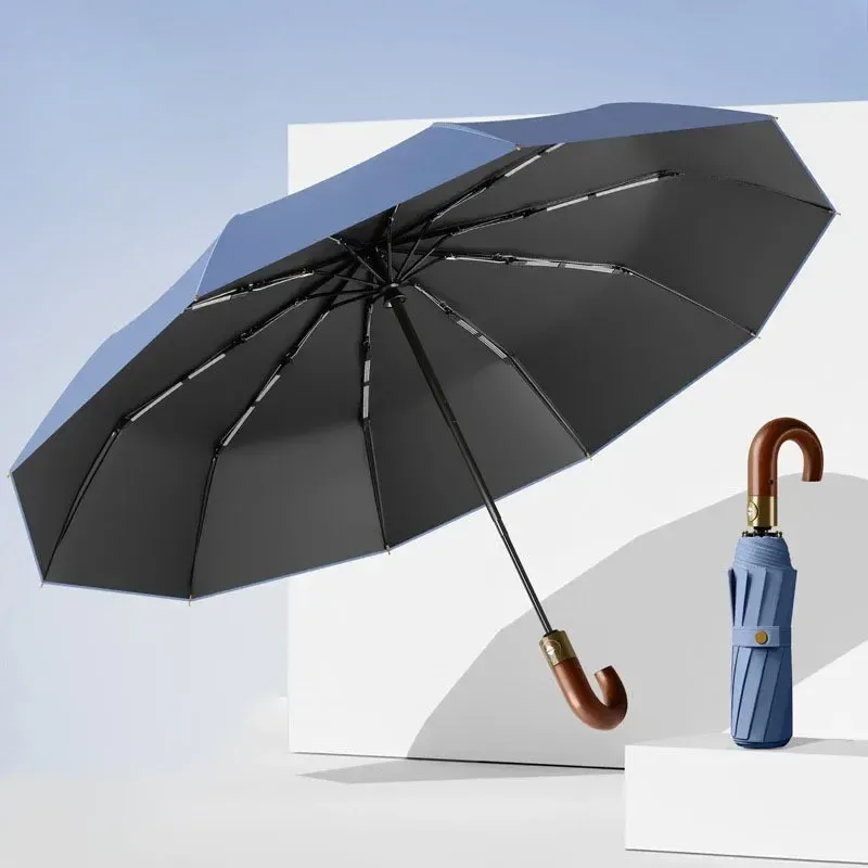 Umbrella Automatic Folding Umbrella Sunshade Men and Women Vinyl Thickened Wind Resistant Rain and Sunny Dual-use Umbrella