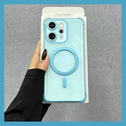 Magnetic Wireless Charging Shockproof Translucent Phone Case with Airbag Protection - OPPO Reno7 Pro 5G (Blue)