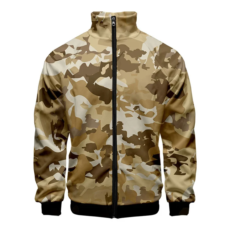 Chaqueta con estampado 3D de camuflaje para hombre, abrigo deportivo de calle de gran tamaño, chaqueta con cremallera para primavera y otoño