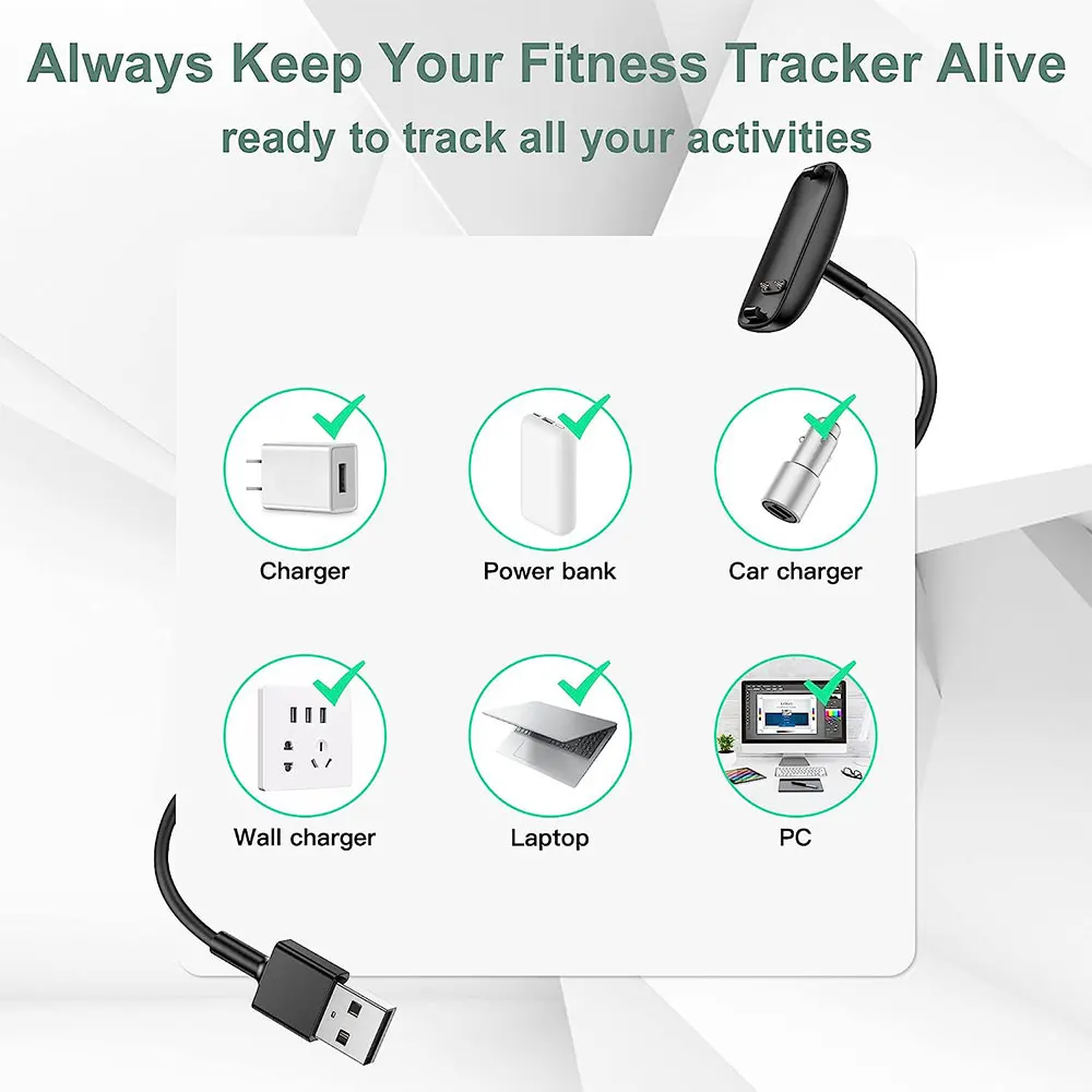 Fitbit Inspire 3 ü USB  ̺, Fitbit Inspire 3  Ʈ ġ  ũ ũ, 100cm, 1 