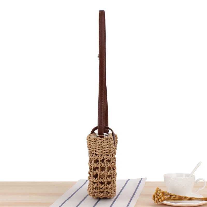 Casual Half Moon Women Straw Rattan Shoulder Bags Wicker Woven Lady Hollow Crossbody Bag Summer Beach Travel Small Handbag Purse