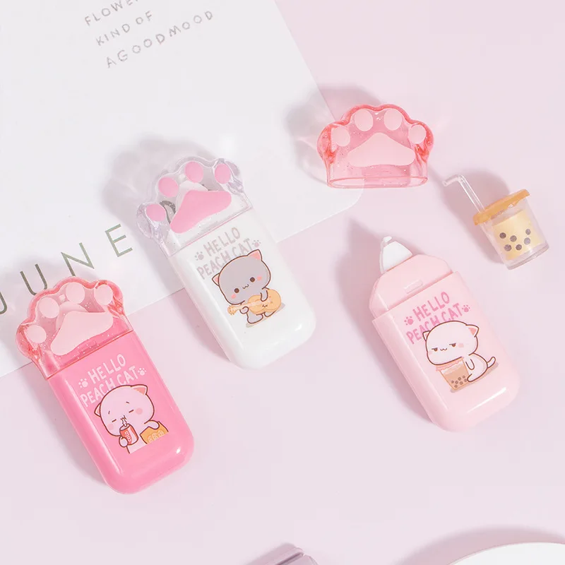 Correction Tape 5mm*6m Kawaii Peach Cat White Out School Office Supplies