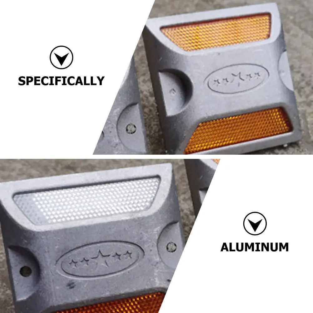4pcs Reflective Aluminum Road Markers Raised Pavement Studs For Highway Driveway Night Visibility Traffic Safety Reflectors