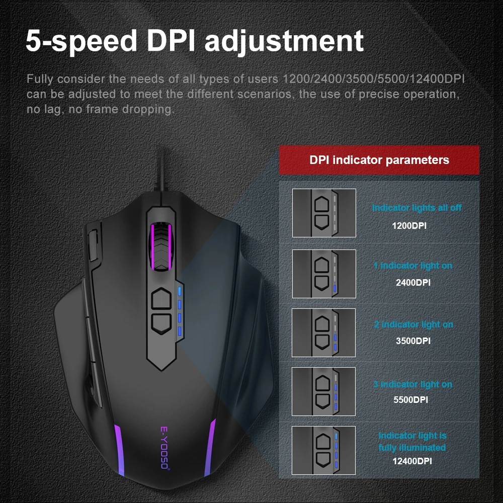 Gaming Mouse E-YOOSO X-41 USB Wired RGB Gaming Mouse 12400 DPI PAW3327 10 buttons programmable game Optical mice Computer PC Laptop