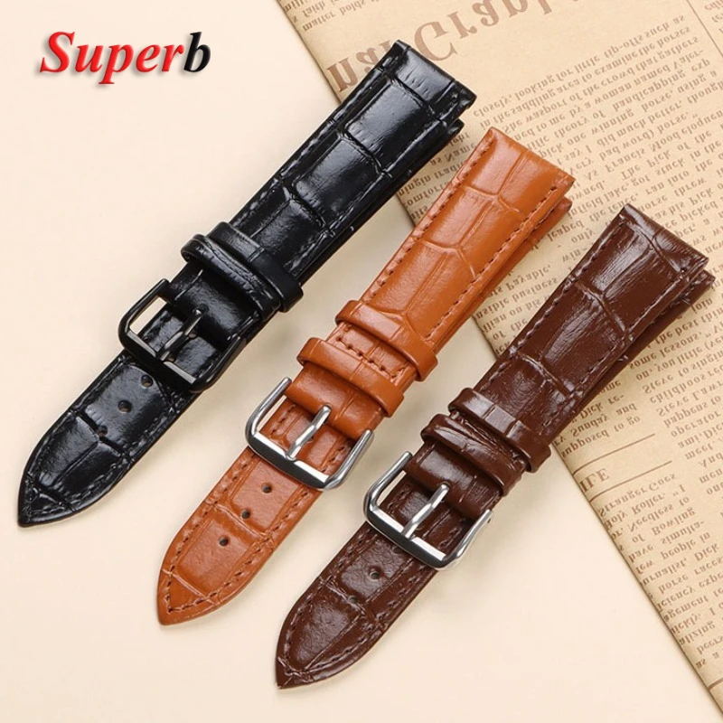 Luxurious Calfskin Leather Watch Strap with Slub Texture – Universal Watchband Accessory