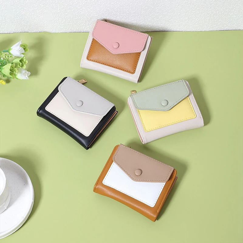 Women's Multifunctional Short Wallet Korean Zipper Wallet Large Capacity Coin Women Coin Card Holders