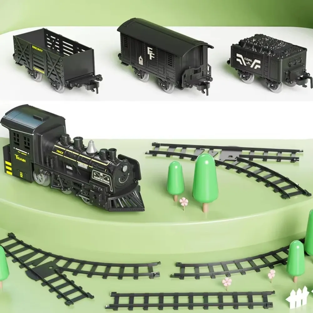 Simulation Electric Steam Train Model Toy Classical Railway with Smoke Track Children's Boy Toy Gift