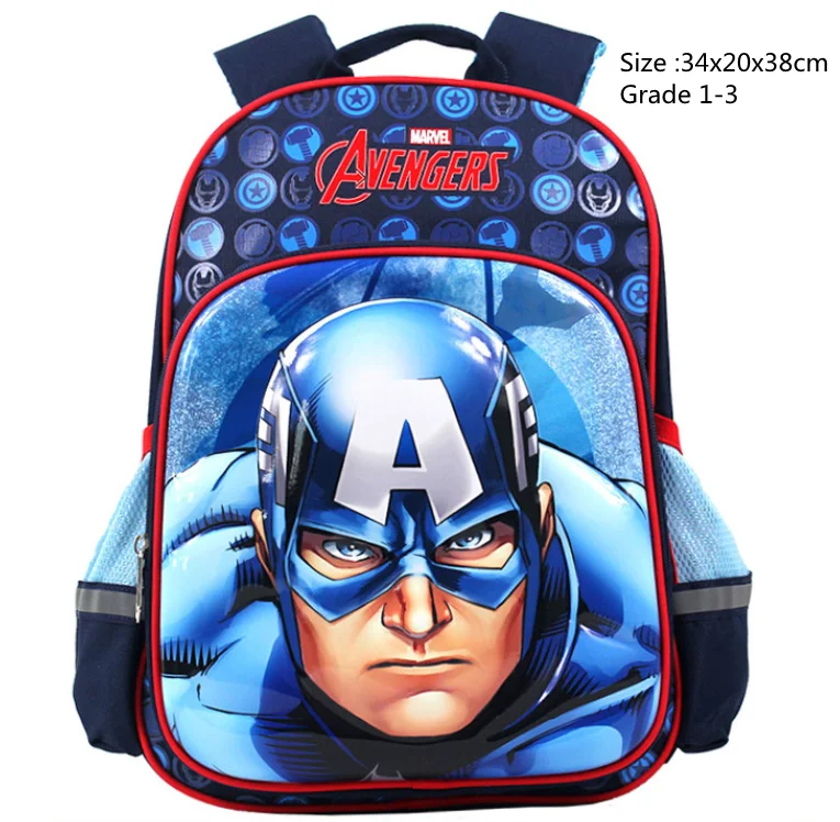 Disney New School Bags For Boys Grade 1-3 Captain America Primary Student Shoulder Orthopedic Backpack Large Capacity Mochila