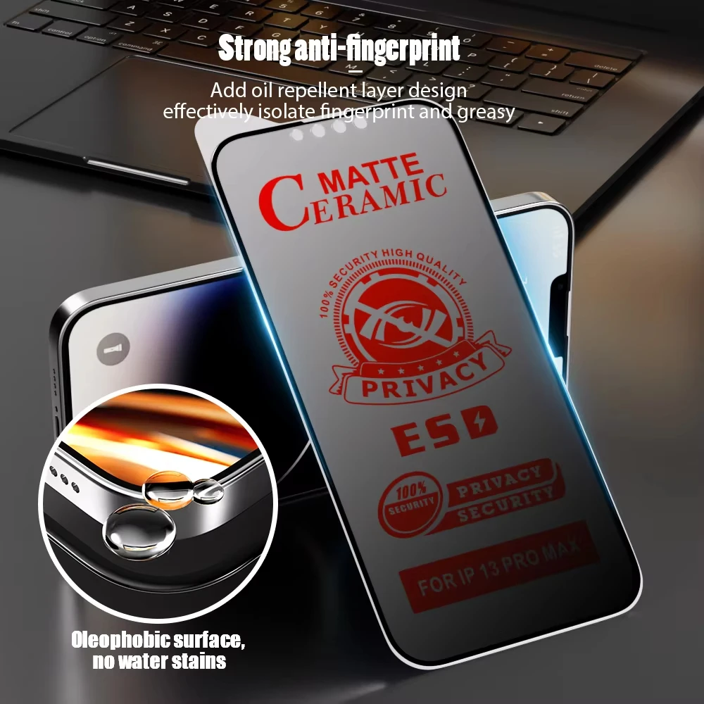 Matte Ceramic Privacy Screen Protector - Anti-Spy Film, 1-4 Pack
