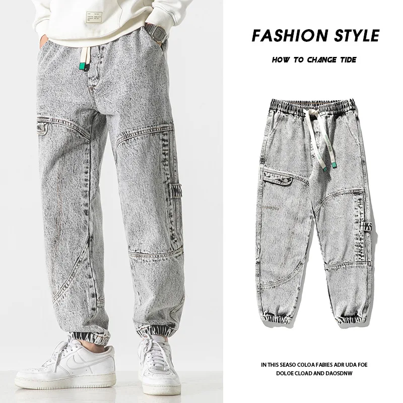 Mens Jeans Pants Slim Fit Joggers Streetwear Harem Jeans Cargo Pants Ankle-Length Denim Trousers size 5XL 6XL 7XL 8XL 2