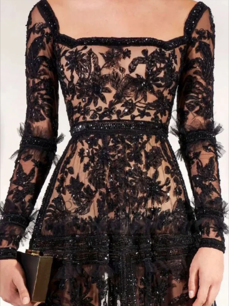 A3101 Black France Lace Girl Birthday Evening Dresses/Bridal Engagement  Wedding Party Prom Gowns for Bride Beads - AliExpress 320