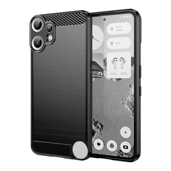 Sleek Silicone Carbon Fiber Back Cover Case for Nothing CMF Phone 2 Pro (Black)