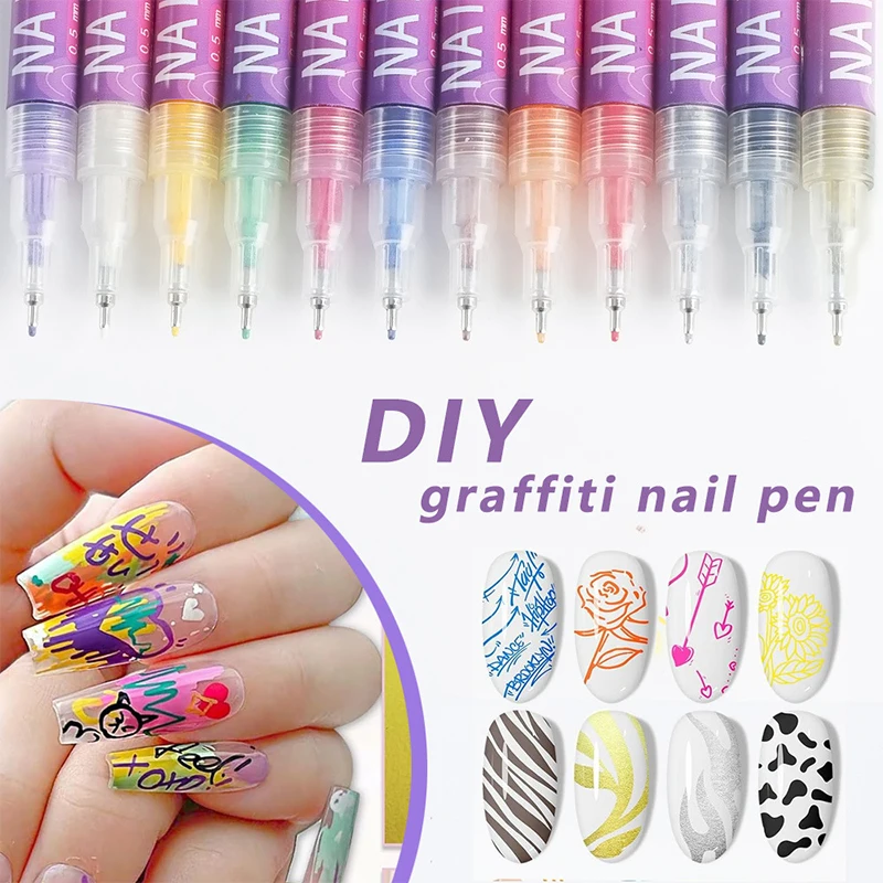 Nail Art Drawing Graffiti Pen Colorful Brush Nail Manicure Decoration Tools Waterproof Quick Drying Liner New Quality