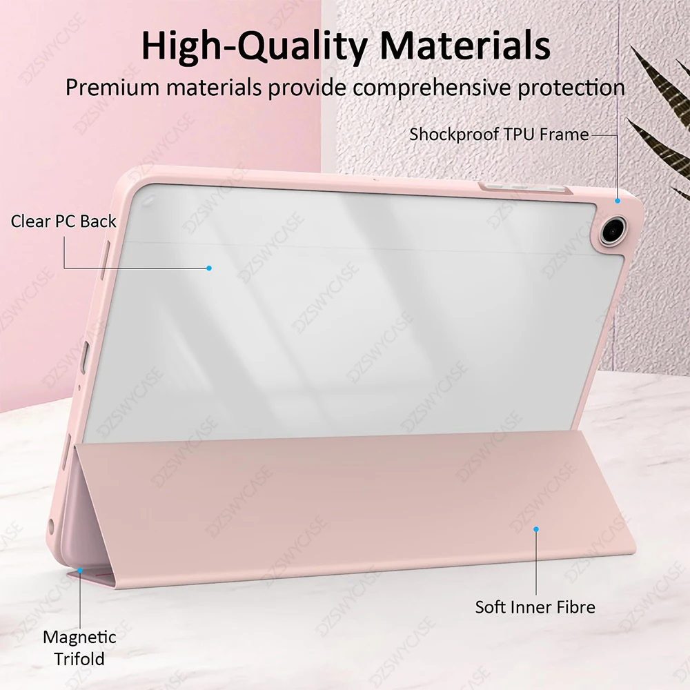 Slim Lightweight Trifold Stand Tablet Case with Auto Wake/Sleep and Clear Back Cover