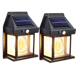 Solar - Powered Waterproof LED Wall Light with Motion Sensor and Decorative Filament - Outdoor Garden Lamp, 3 Adjustable Modes, Available in Sets (2Pcs)