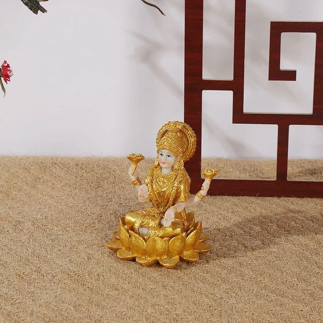 Mini déesse hindoue indienne or bouddha Figurine méditation résine cadeau prospérité salle de Yoga pour autel jardin Diwali sanctuaire bureau 2