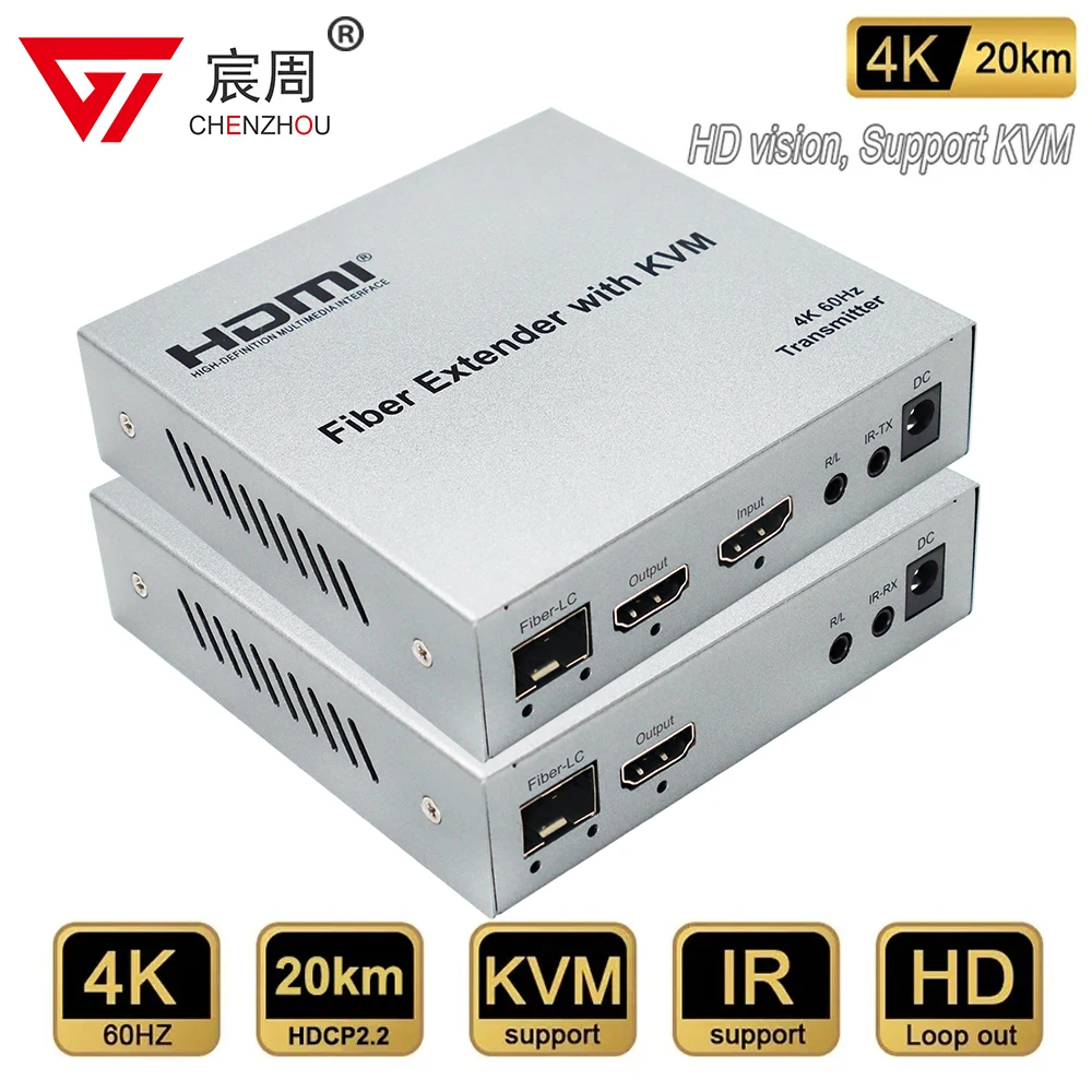 Kvm Hdmi 2.0 Extender 4K 60Hz Usb Hdmi Kvm Fiber Extender Su Cavo In Fibra Ottica Lc Fino A 20Km Hdmi Usb Extender Su Fibra 20Km 4K 60Hz Hdmi Kvm Fibe