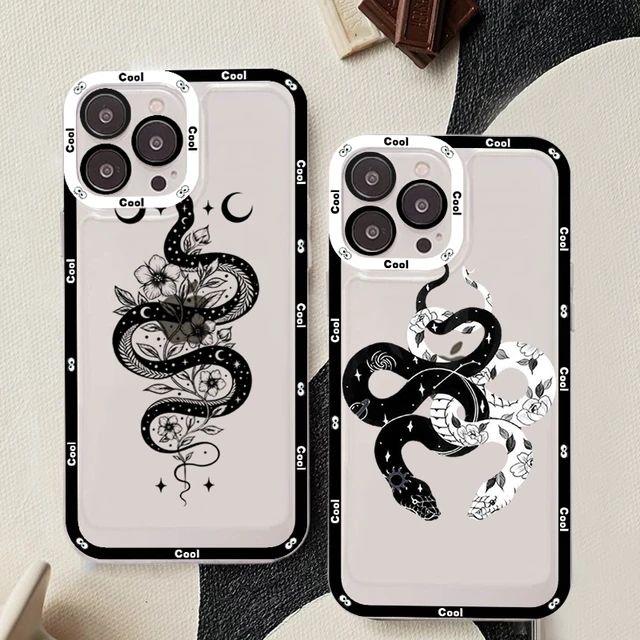 TPU Clear Case for iPhone 13 Pro Max with Flower Snake design phone cover 