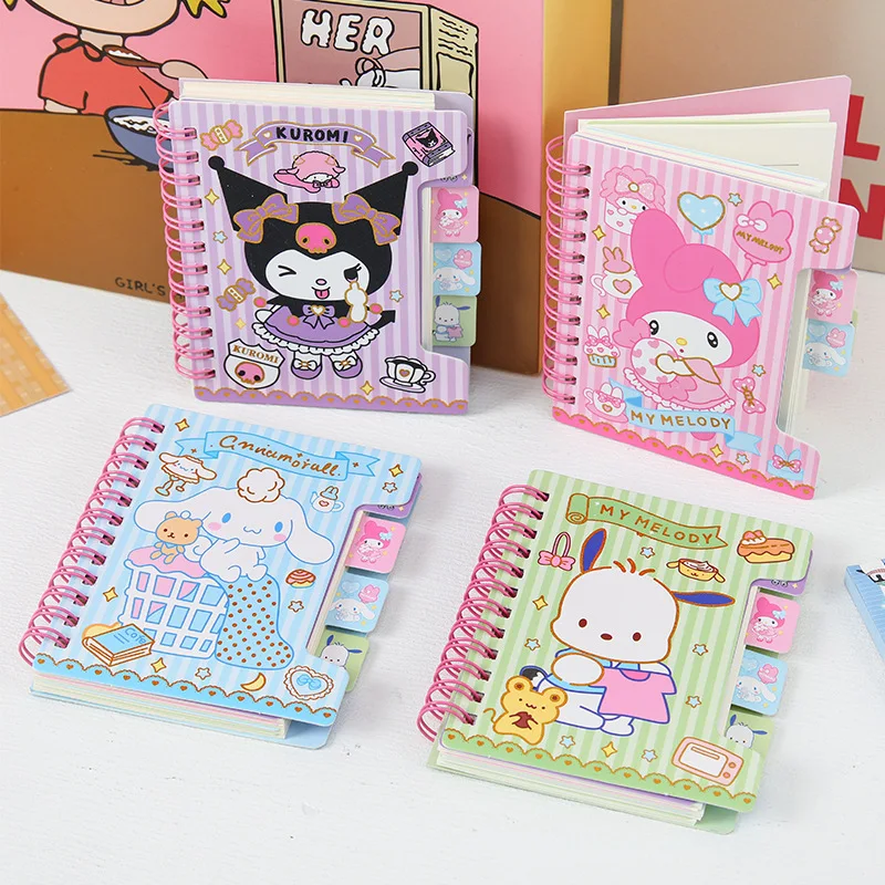 Niedliches Tagebuch Notizbuch A7 Anime-Serie Kawaii Kuromi Cinnamoroll Cartoon Tragbares Notizbuch Schüler-Schreibwaren Geschenke