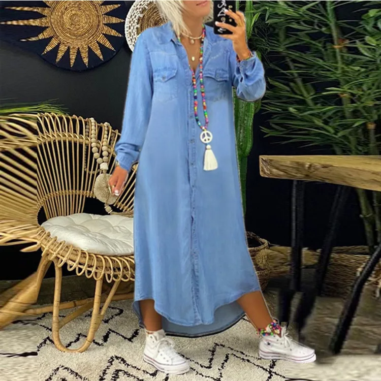 Elegant Shirt Maxi Dress for Women 20223 Autumn Fashion Long Sleeve Print Dresses Streetwear Vintage Harajuku Casual Loose Robe
