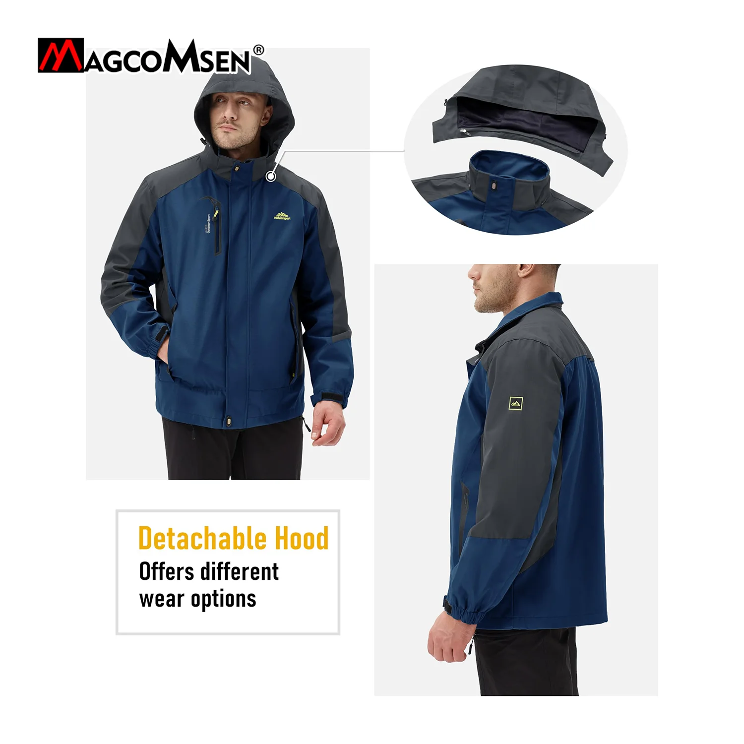 MAGCOMSEN Lightweight Hiking Jacket Mens Waterproof Windproof Hooded Rain Jacket Outdoor Camping Trekking Jackets Windbreaker 5